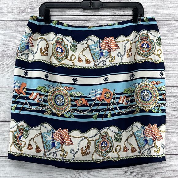 Talbots Silk Wrap Skirt Nautical Printed Size 10P‎ - Picture 2 of 9